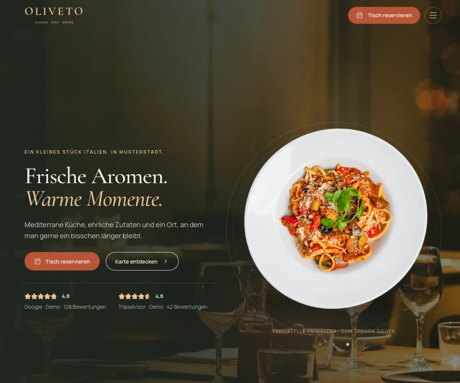 Oliveto website template landing page